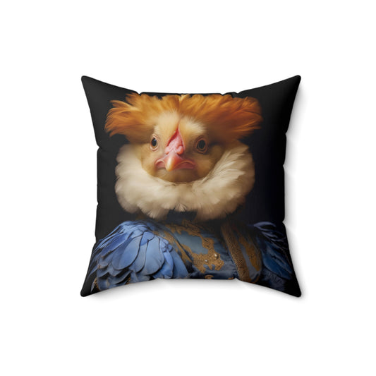 Pillow Funny Victorian Chicken Portrait Faux Suede
