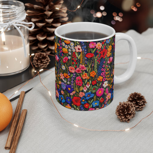 Embroidery Floral Coffee Mug | Vintage Farmhouse Flowers Mug from The Curated Goose