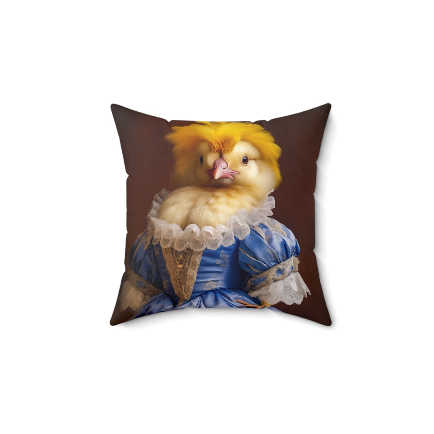 Square Pillow Funny Victorian Chick Portrait Faux Suede