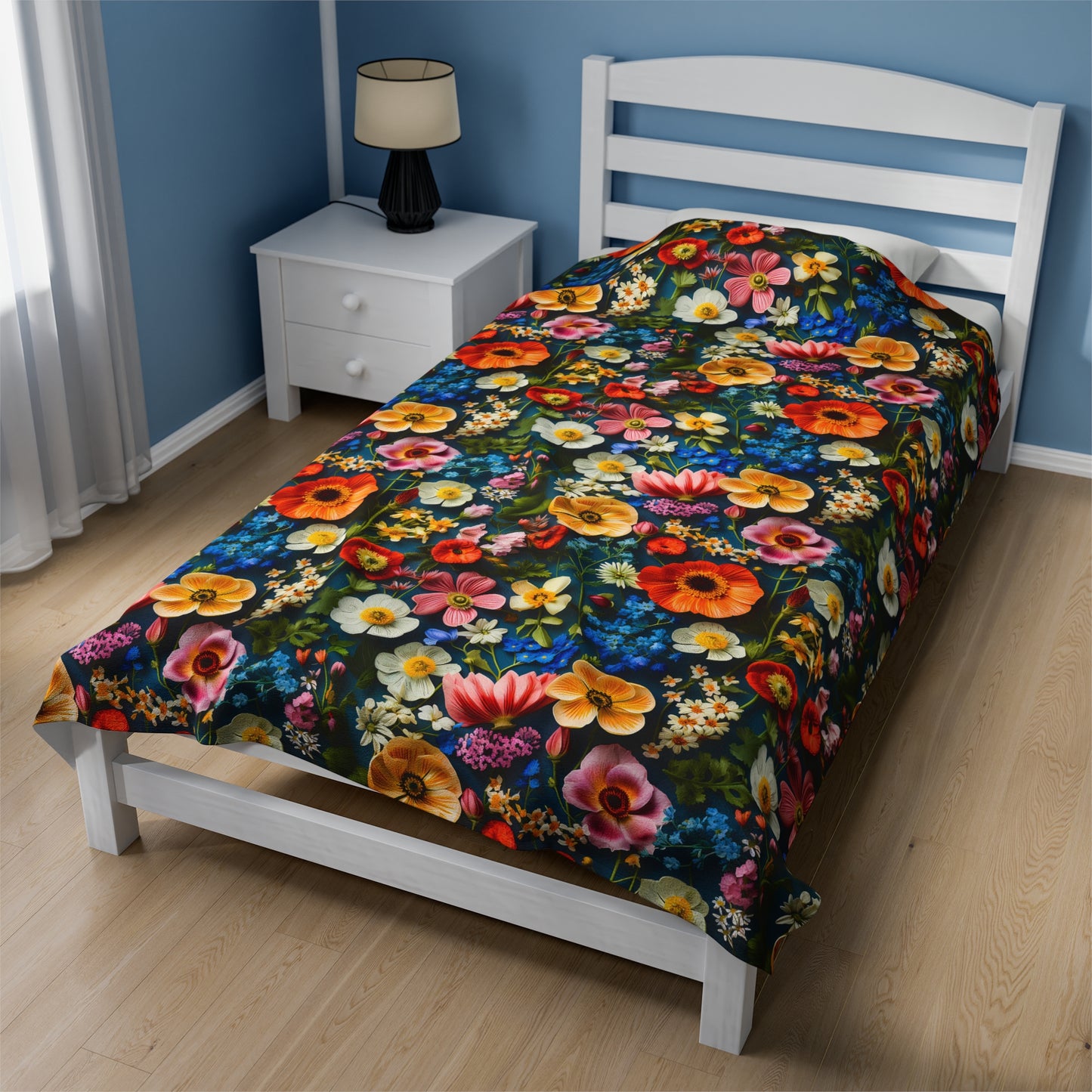 Velveteen Plush Blanket | Boho Floral Throw Blanket from The Curated Goose