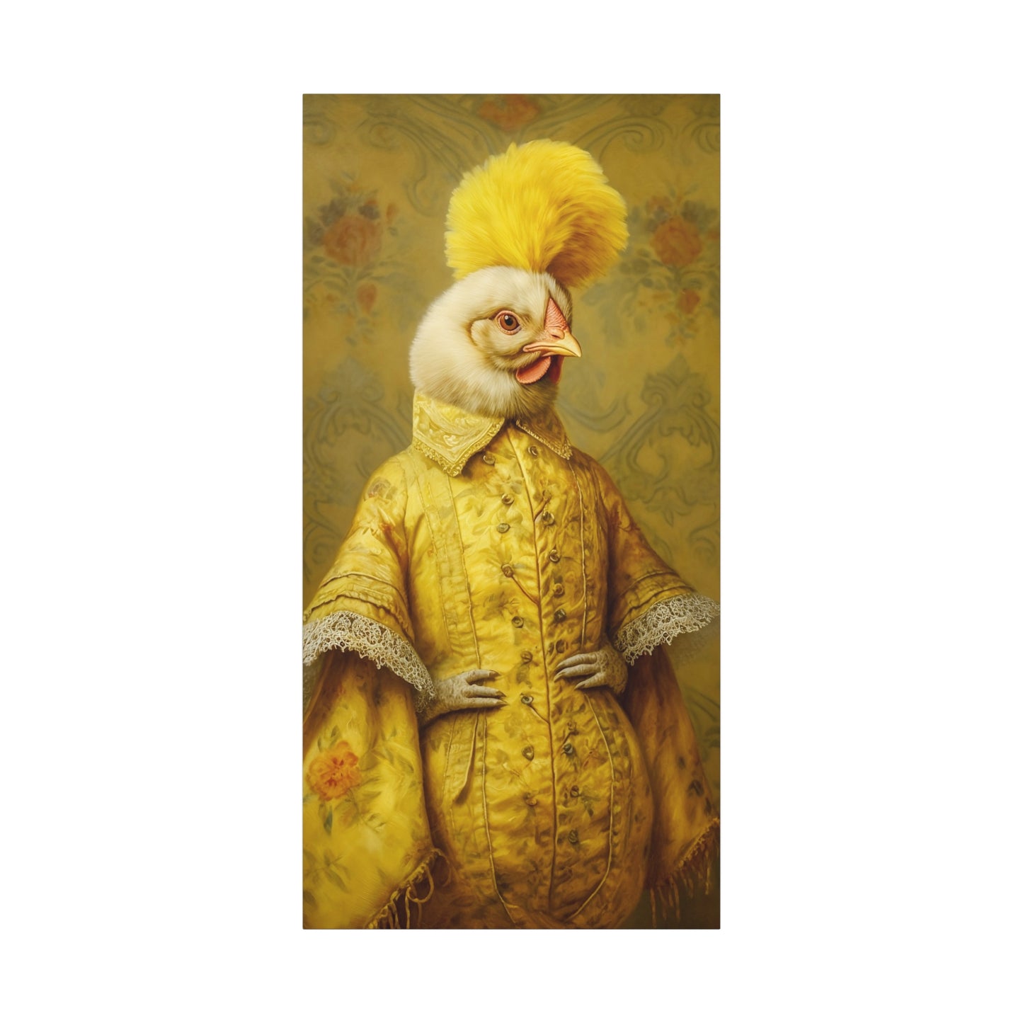 Renaissance Hen Gallery Wrapped Canvas | Victorian Chicken Portrait
