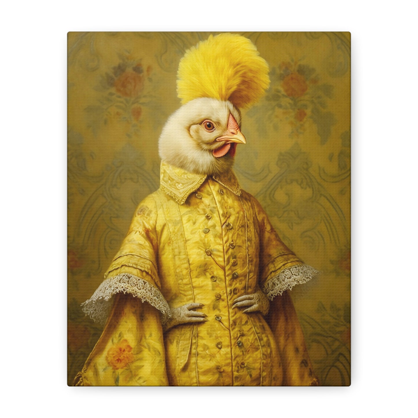 Renaissance Hen Gallery Wrapped Canvas | Victorian Chicken Portrait