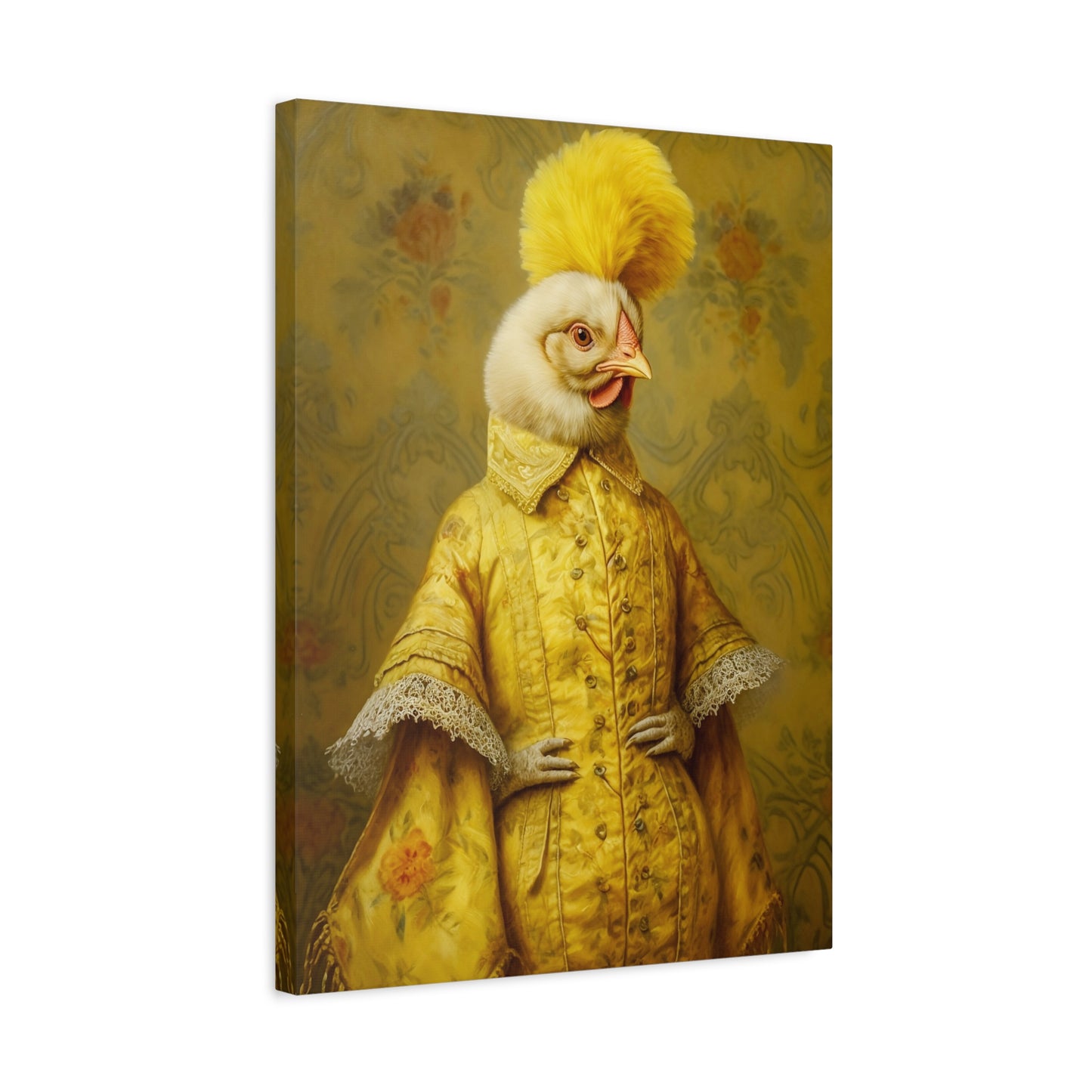 Renaissance Hen Gallery Wrapped Canvas | Victorian Chicken Portrait