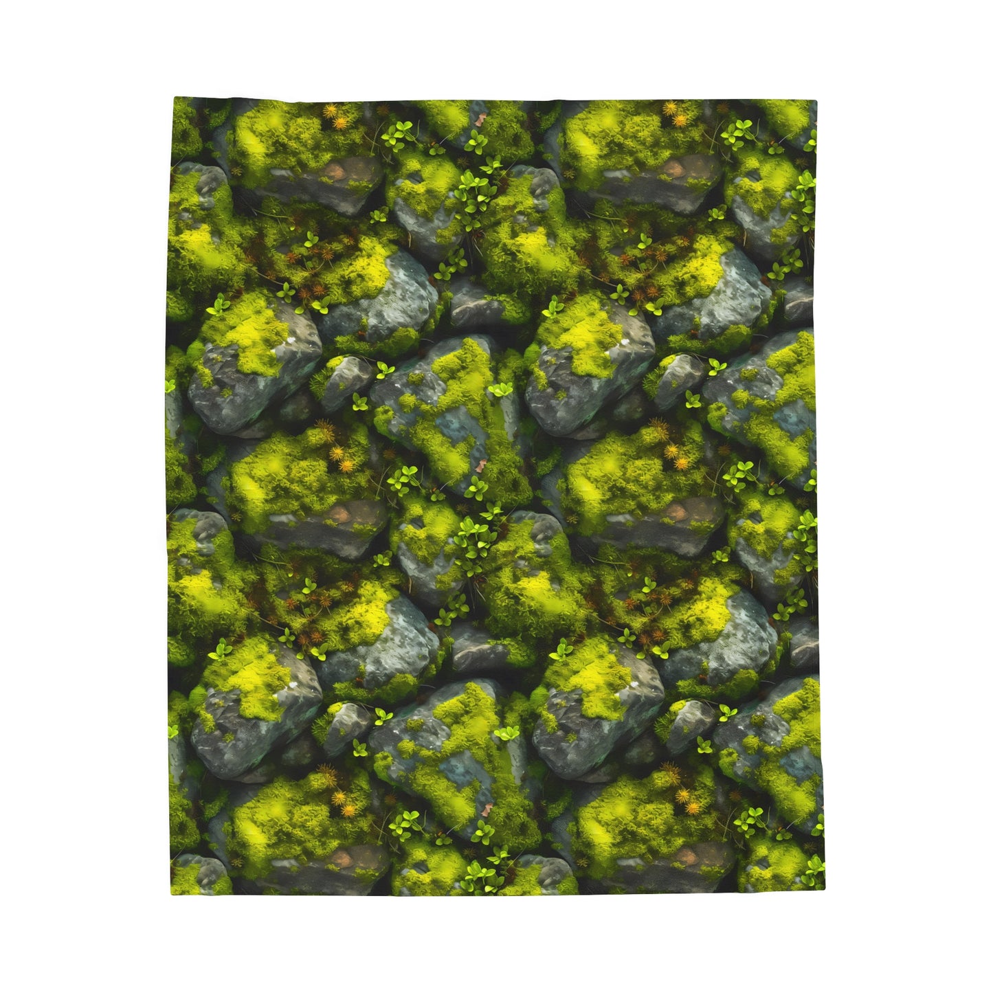 Velveteen Plush Blanket | Moss Covered Rocks | Nature Blanket