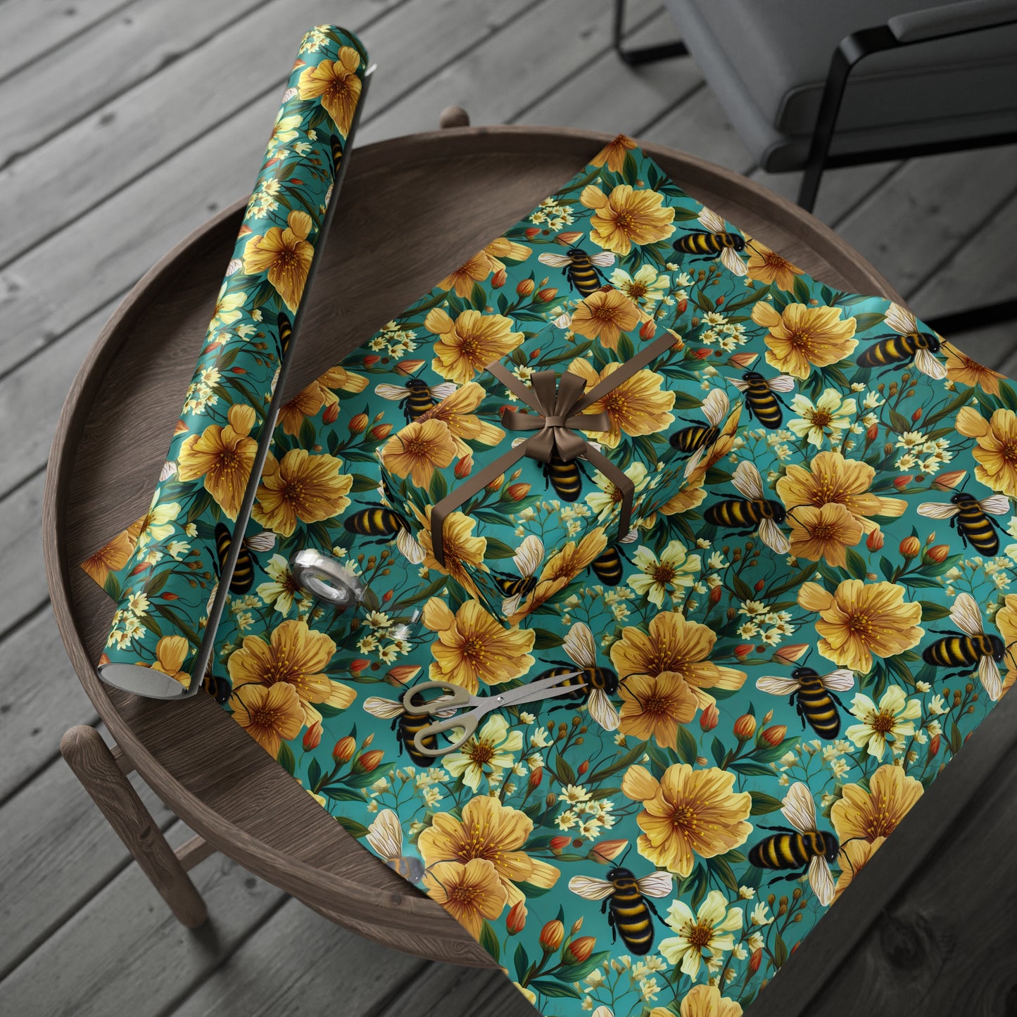 Bees and Flowers Wrapping Paper Rolls from The Curated Goose