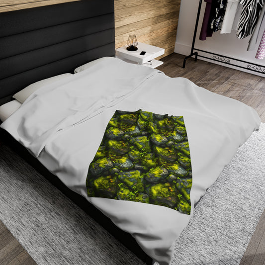 Velveteen Plush Blanket | Moss Covered Rocks | Nature Blanket from The Curated Goose