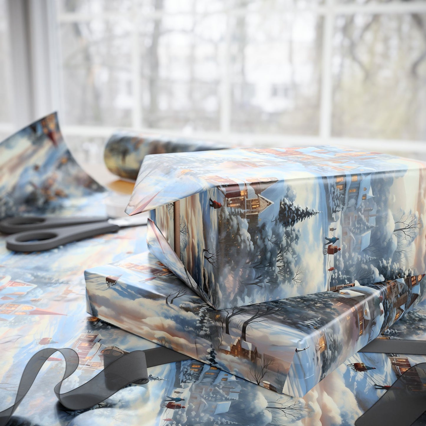 Vintage Christmas Wrapping Paper: Nostalgic Winter Sled Design