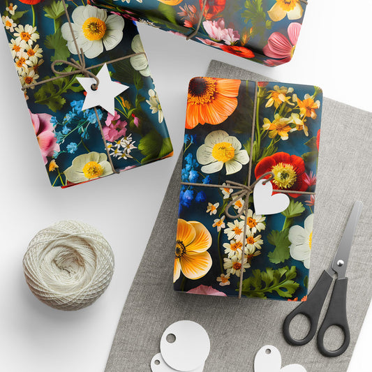 Stunning Wildflowers Wrapping Paper Rolls: Colorful Wildflowers, Vibrant Floral Print