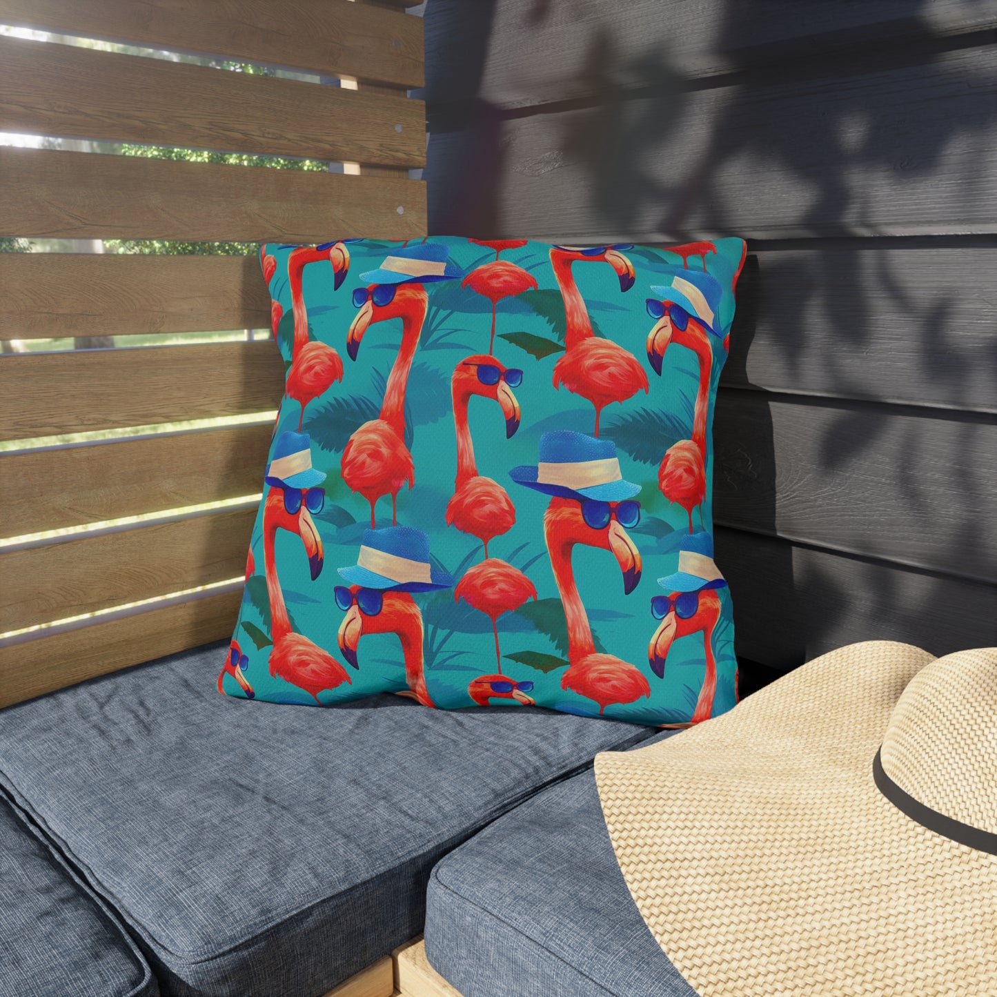 Durable Outdoor Pillow | Funny Pink Flamingos Throw Pillow