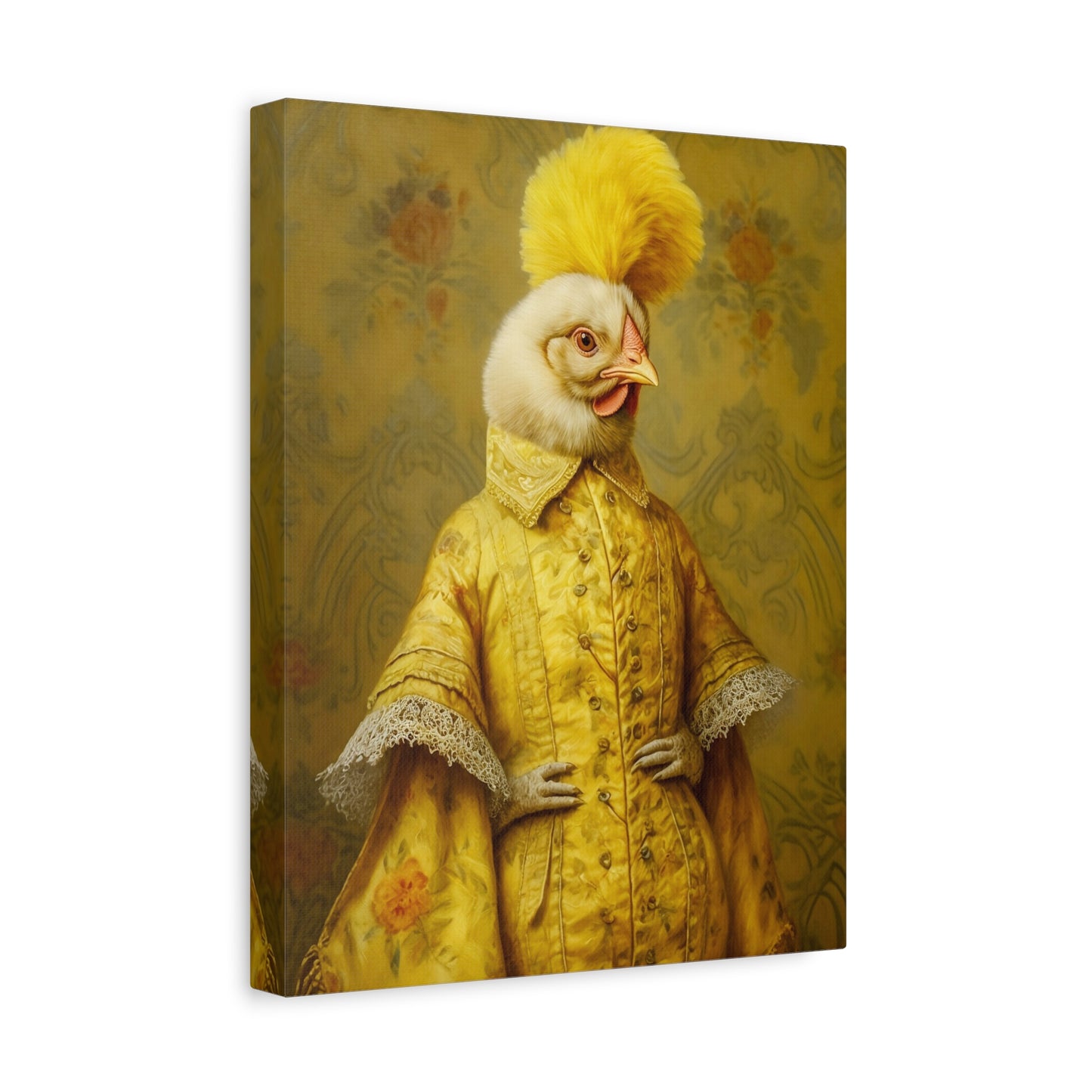 Renaissance Hen Gallery Wrapped Canvas | Victorian Chicken Portrait