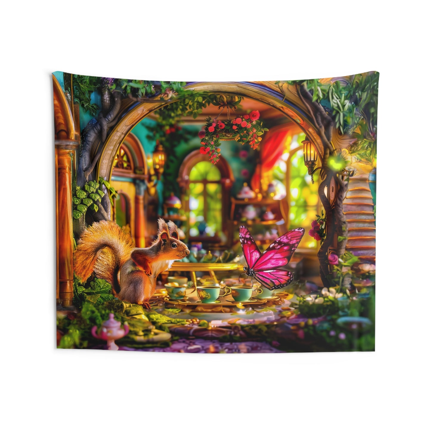 Animal Tea Party Time Tapestry | Easy Kids Room Decoration
