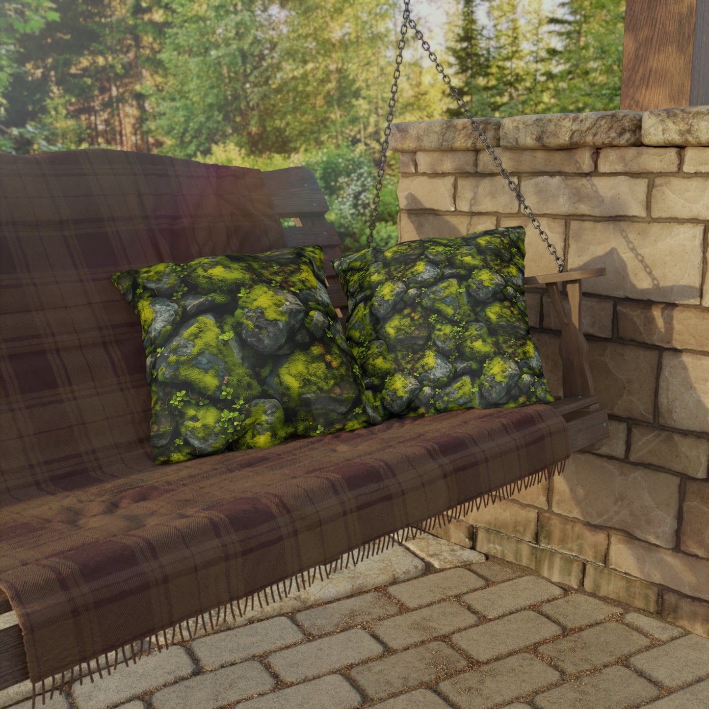 Outdoor Pillow | Moss Covered Rocks Throw Pillow