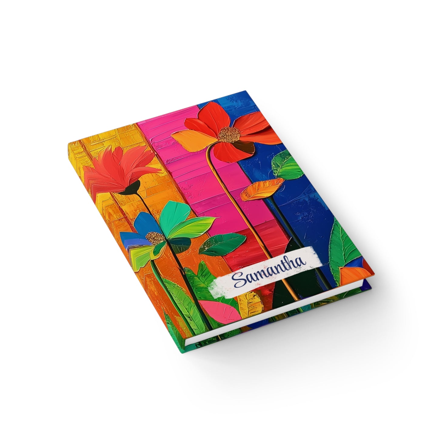 Personalized Name Abstract Flowers Journal – Customizable Colorful Flowers Notebook Gift