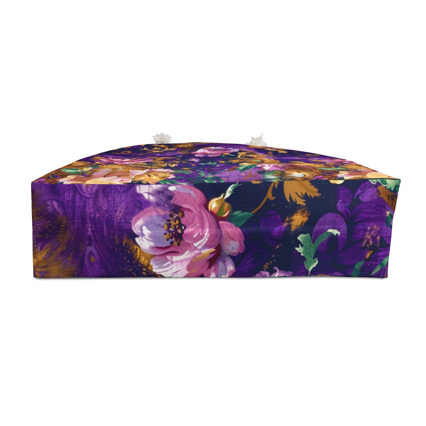 Abstract Flowers Deluxe Tote Bag – Purple, Pink, & Gold Beauty for Travel & More!