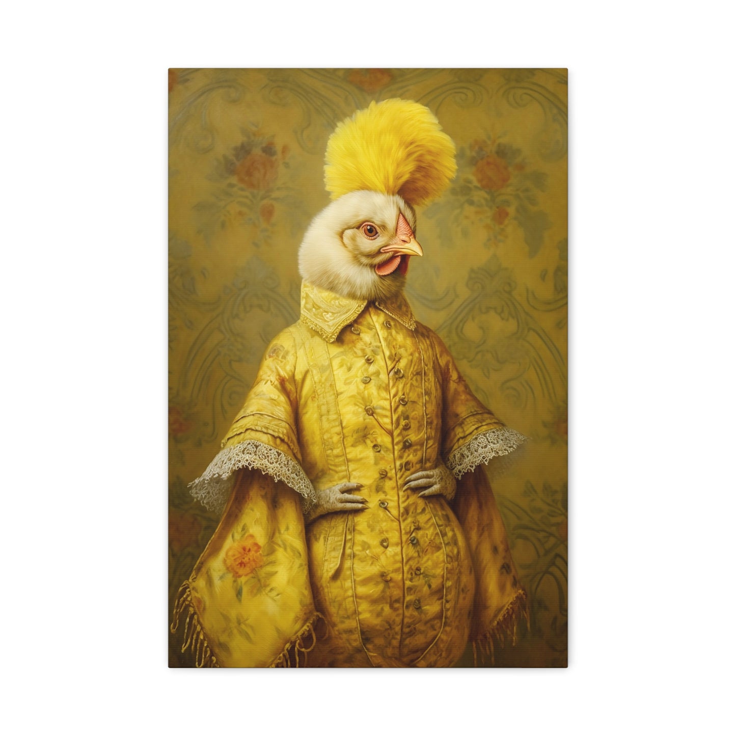 Renaissance Hen Gallery Wrapped Canvas | Victorian Chicken Portrait