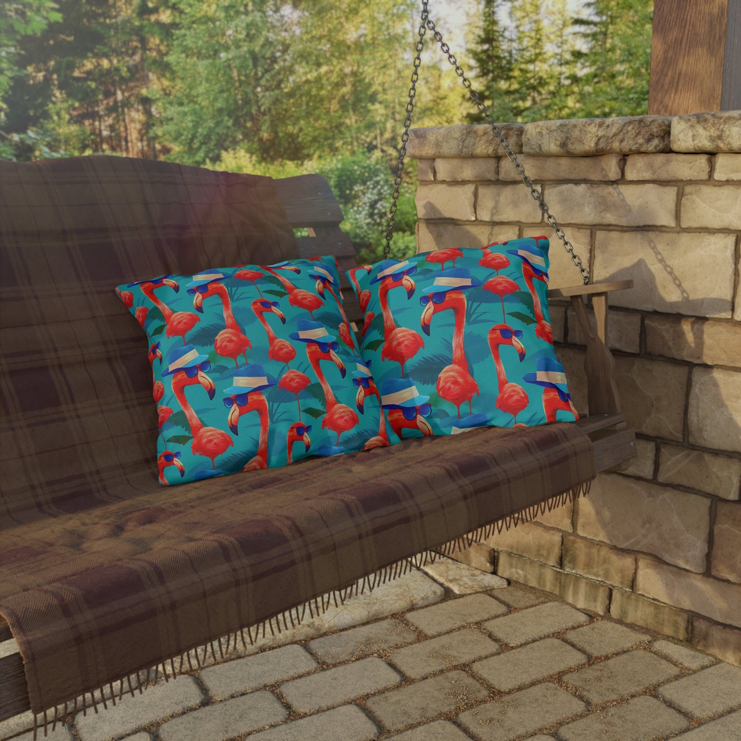 Durable Outdoor Pillow | Funny Pink Flamingos Throw Pillow