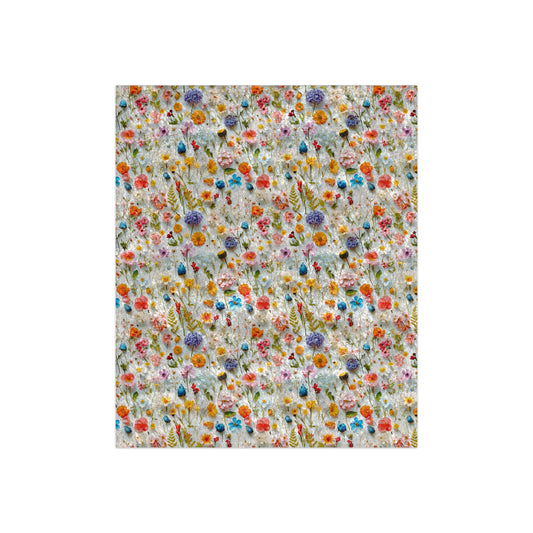 Crushed Velvet Blanket | Cottagecore Wildflowers Print