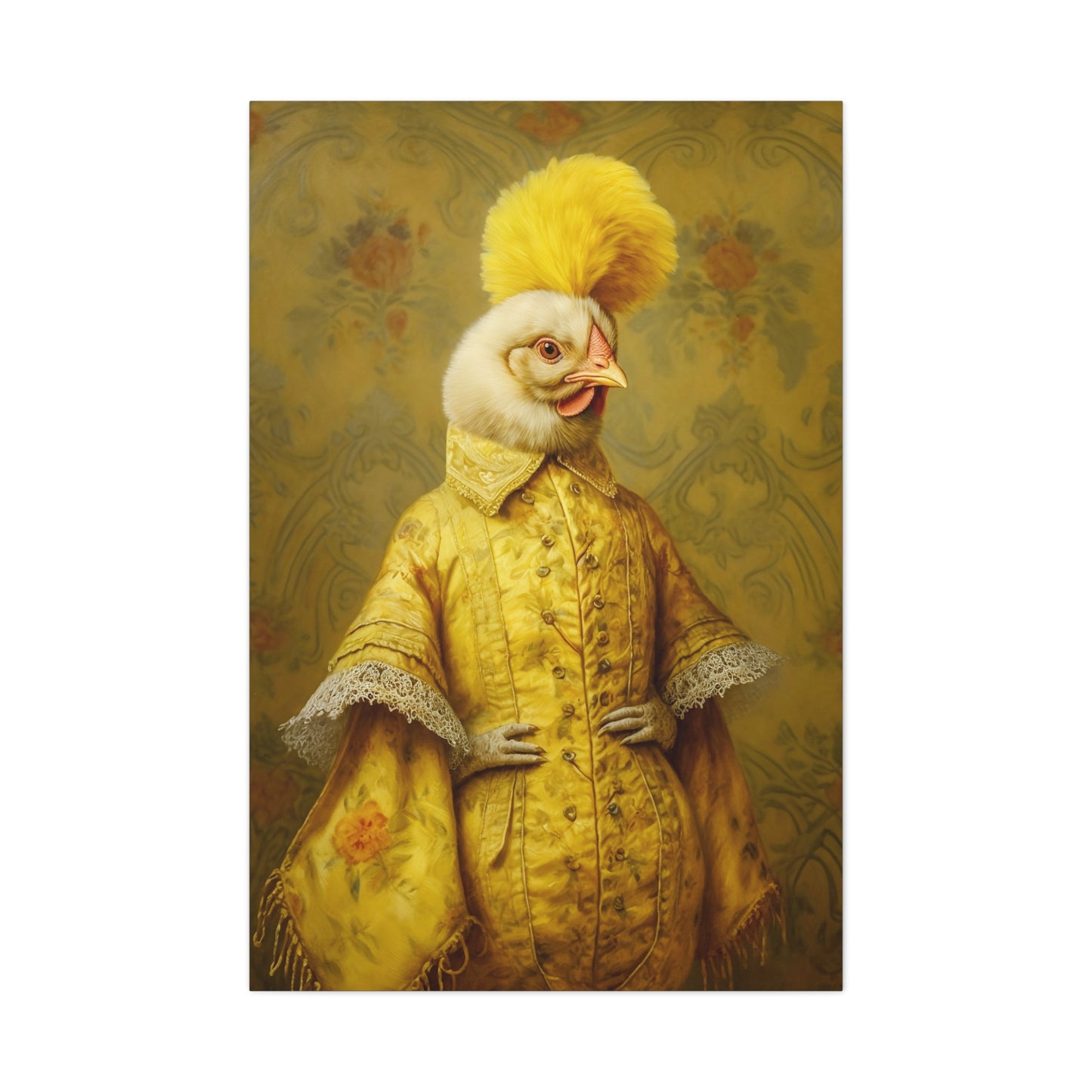 Renaissance Hen Gallery Wrapped Canvas | Victorian Chicken Portrait