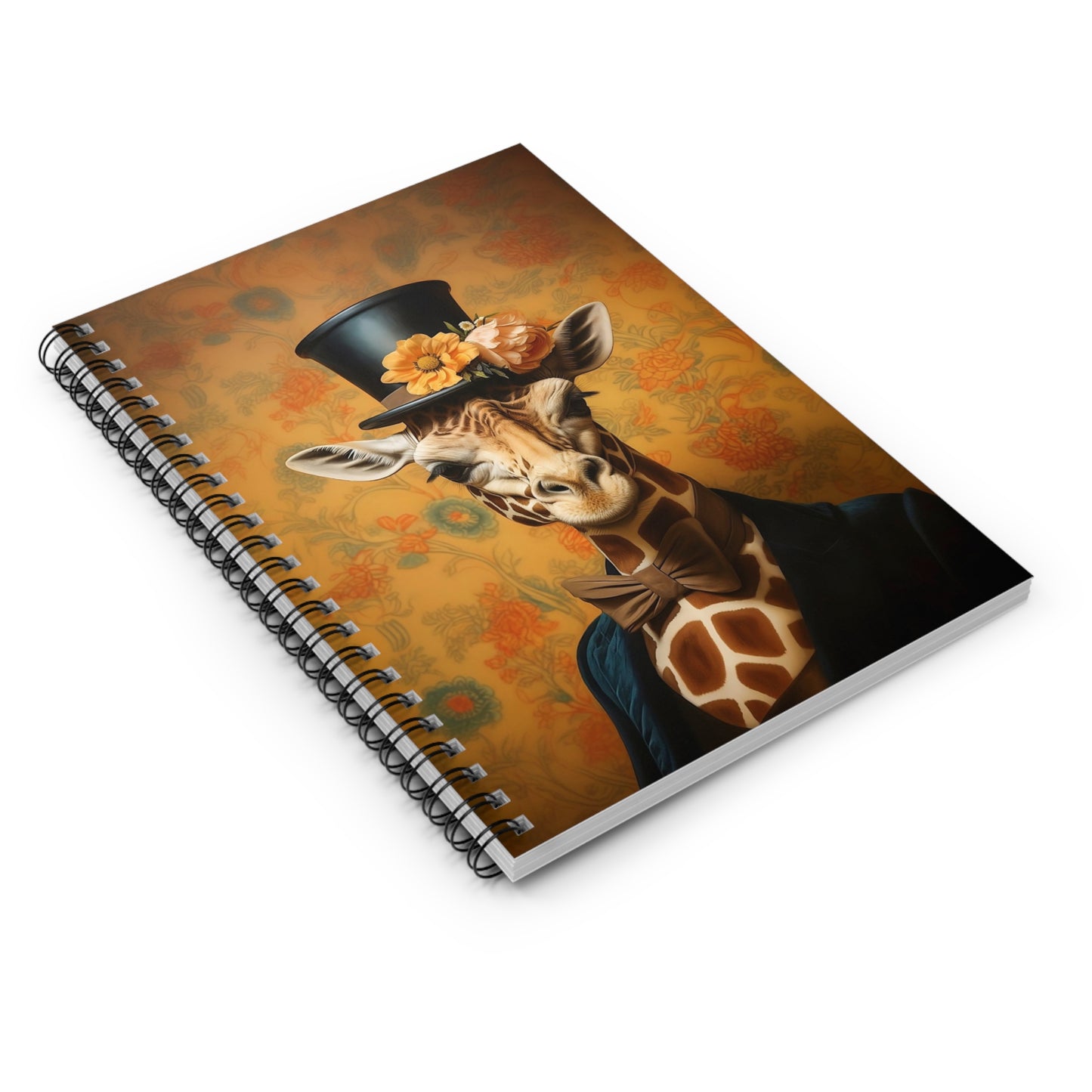 Victorian Giraffe Portrait Notebook Journal: Giraffe in Blue Suit Spiral Bound High Quality Notebook Featuring