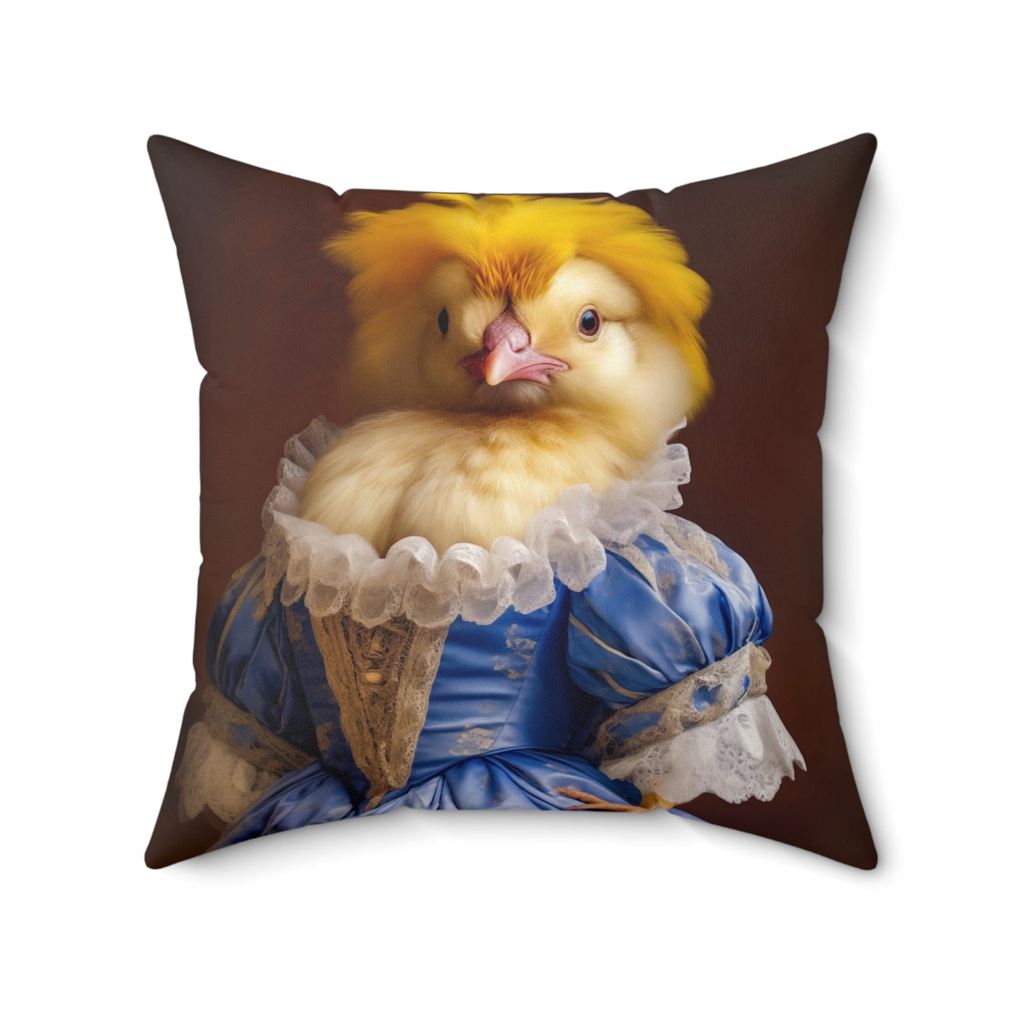 Square Pillow Funny Victorian Chick Portrait Faux Suede