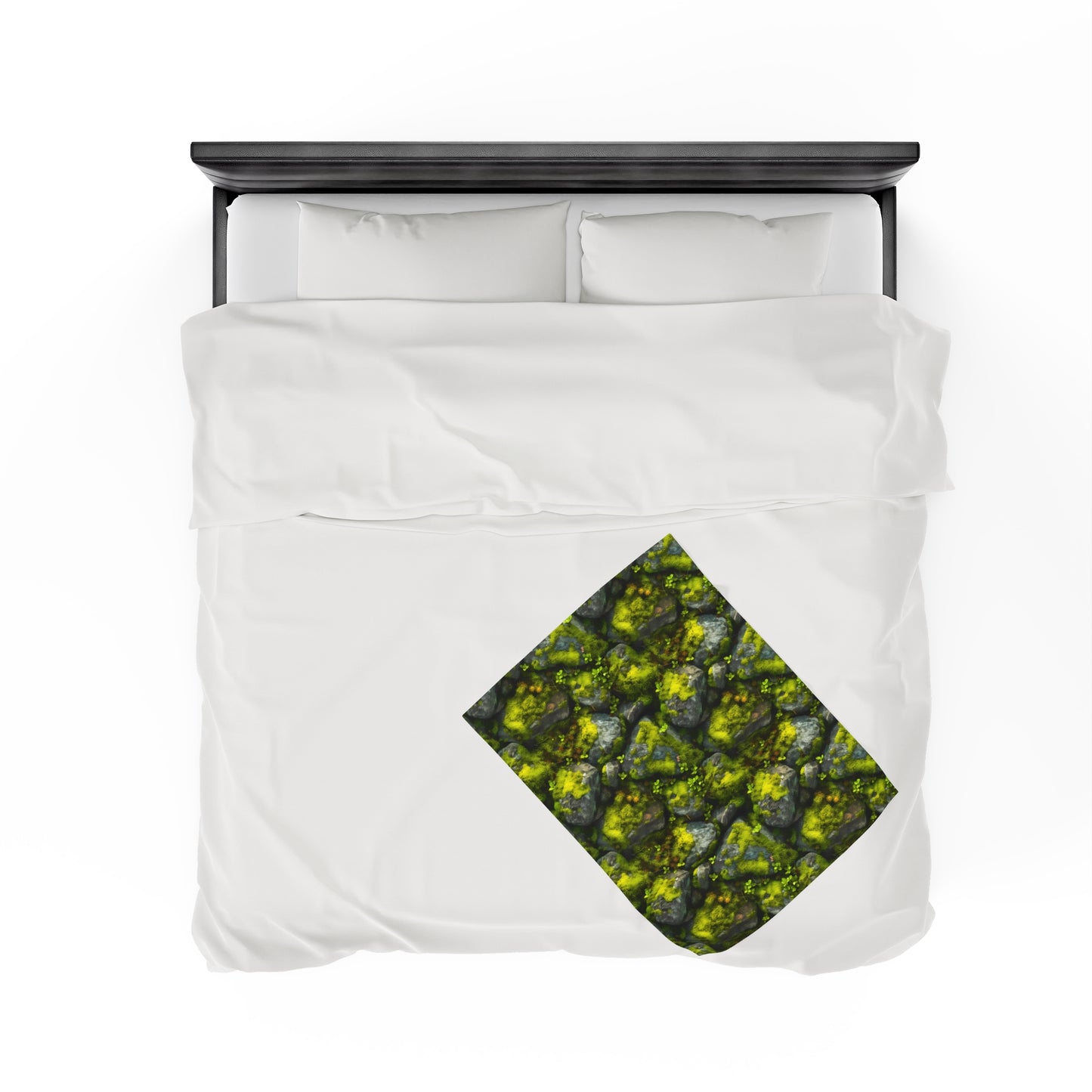 Velveteen Plush Blanket | Moss Covered Rocks | Nature Blanket
