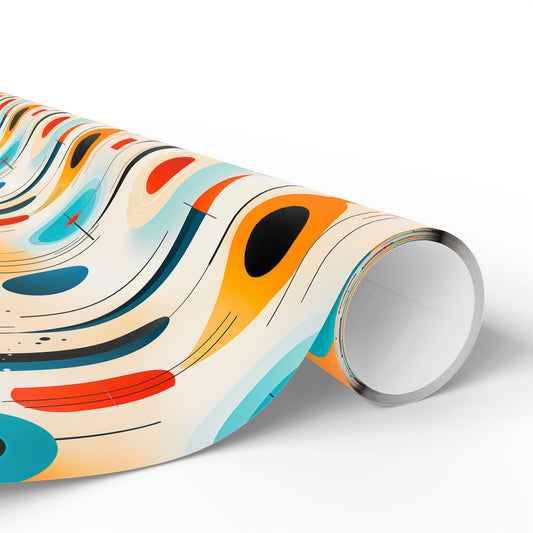 1960s Design Style Gift Wrap, Mid-Century Modern Design, Unique Wrapping Paper Rolls