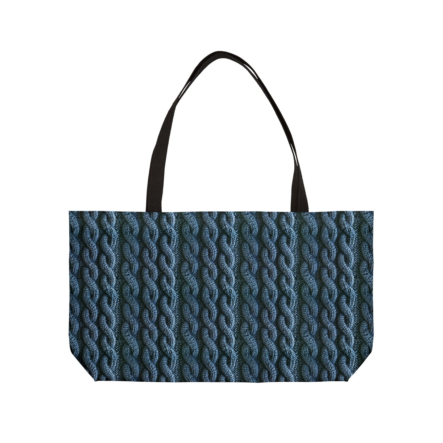 Faux Cable Knit Deluxe Tote Bag, Blue – Cozy Look, Trendy Style!