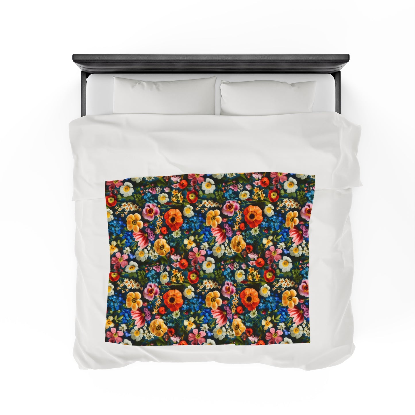 Velveteen Plush Blanket | Boho Floral Throw Blanket