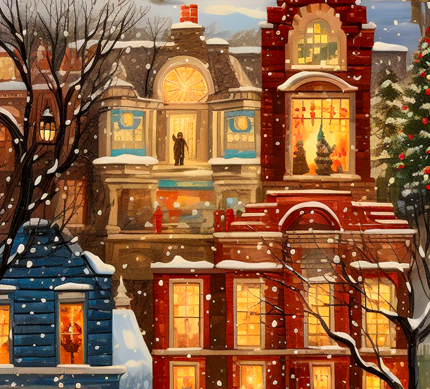 Snowy Winter Town Wrapping Paper Rolls | Nostalgic Vintage Christmas Gift Wrap