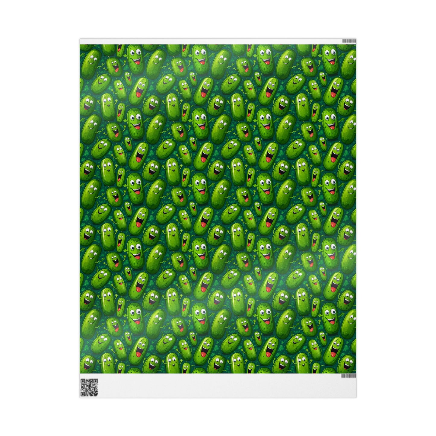 Cartoon Pickle Wrapping Paper: Quirky Green Gift Wrap