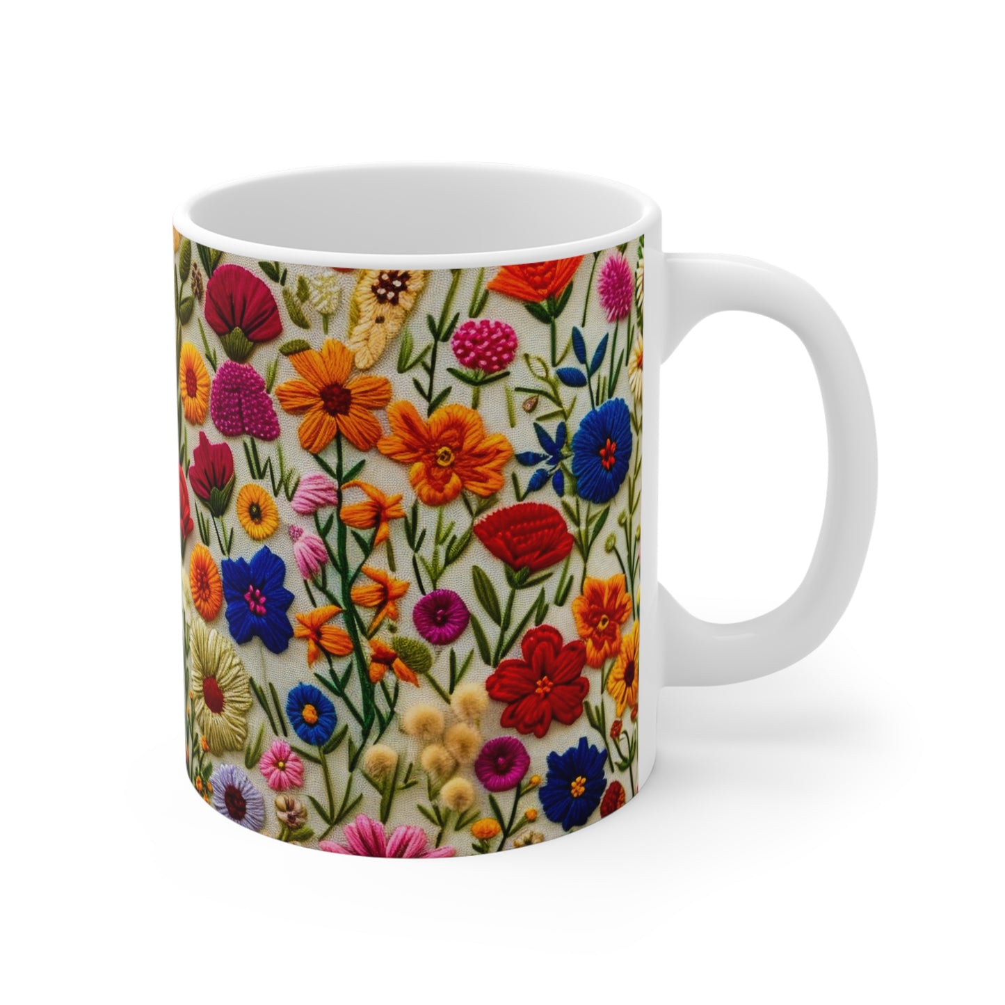 Vintage Flowers Coffee Mug | Embroidery Flowers Spring Design | Vintage Wildflowers Mug - 11 oz. from The Curated Goose