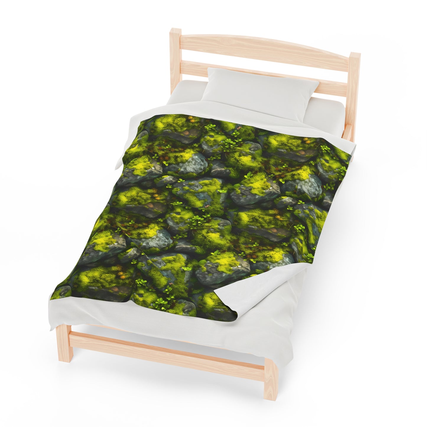 Velveteen Plush Blanket | Moss Covered Rocks | Nature Blanket