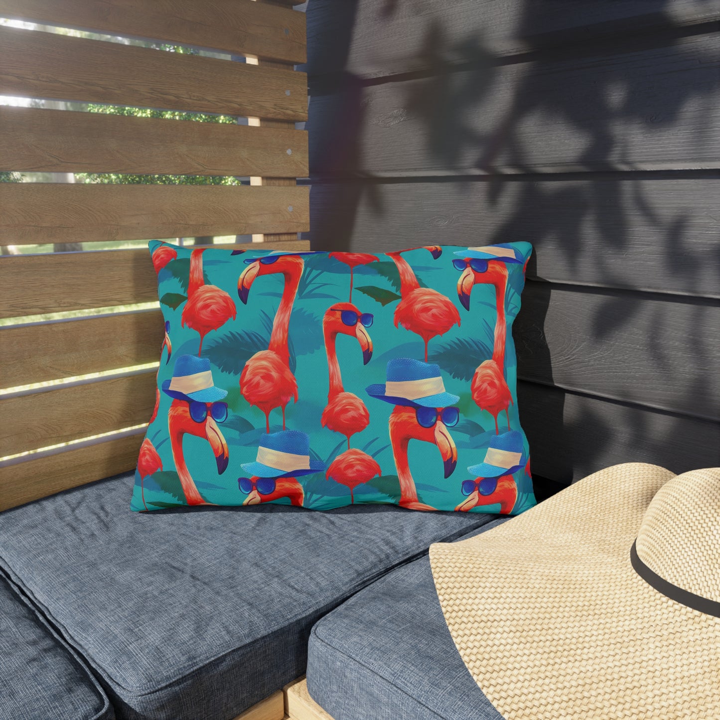 Durable Outdoor Pillow | Funny Pink Flamingos Throw Pillow