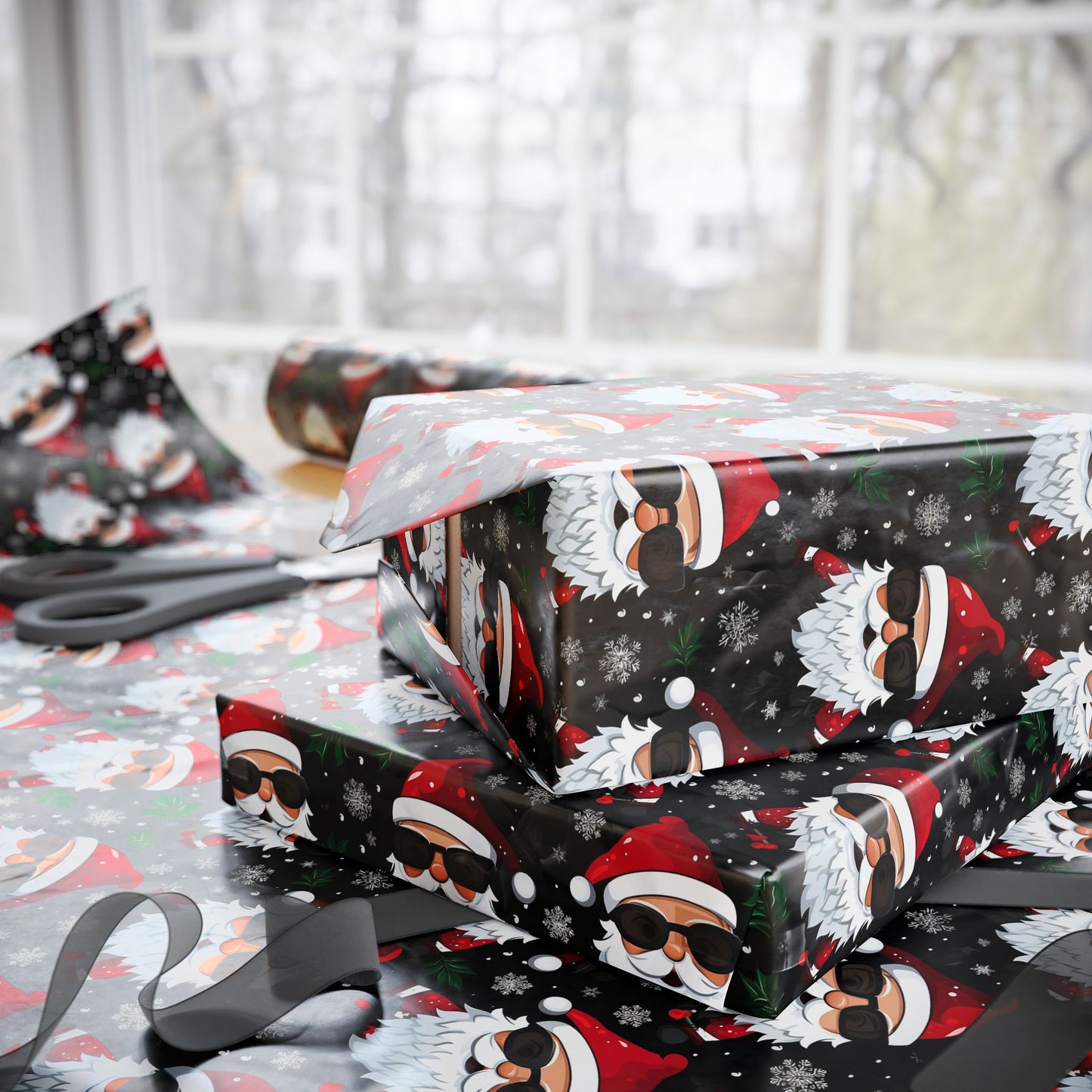 Funny Santa Claus in Sunglasses Wrapping Paper Rolls