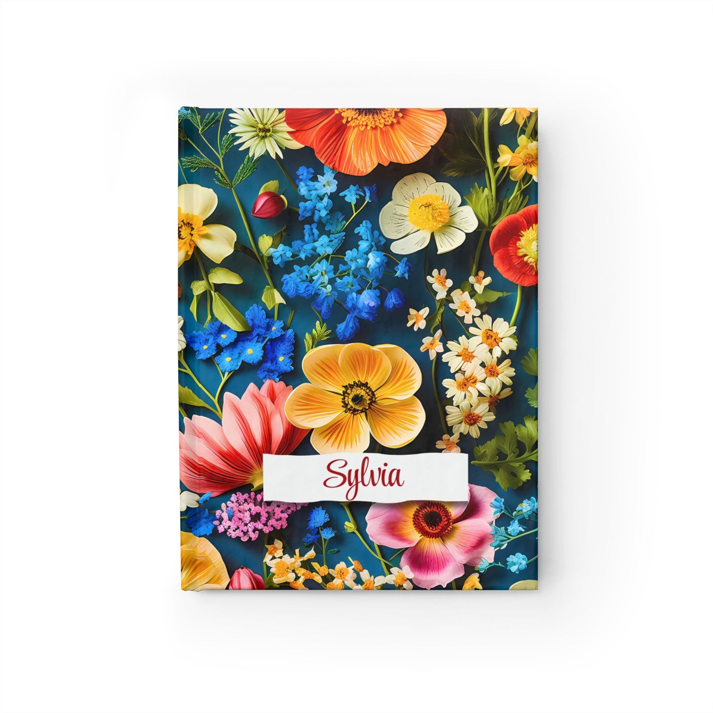 Personalized Name Colorful Wildflowers Journal – Custom Floral Notebook Gift