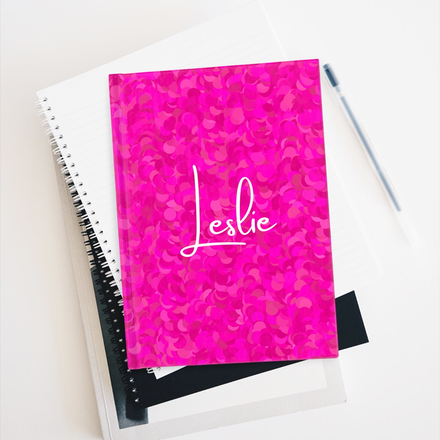Minimalist Custom Name Hardcover Journal – Luxurious Hot Pink Diary