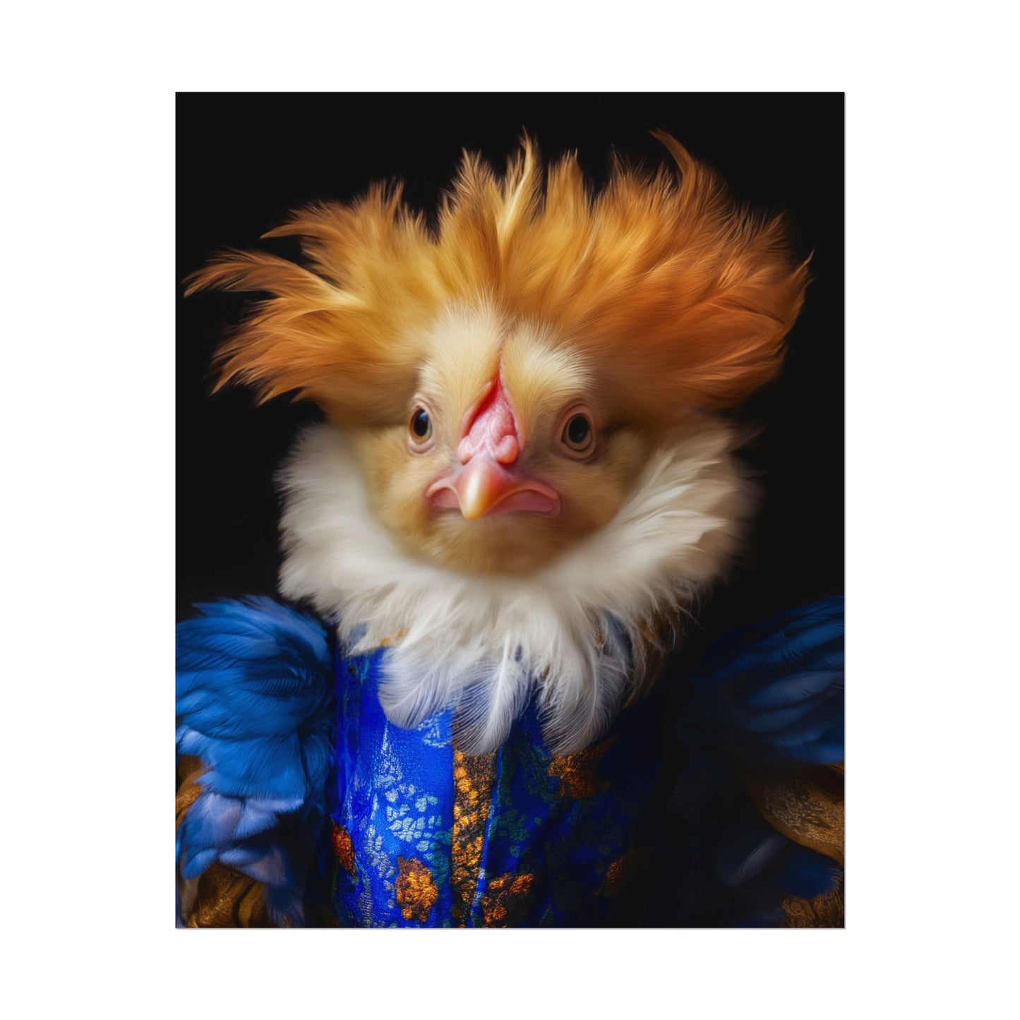 Victorian Chicken Portrait Art Print: Funny Renaissance Animals