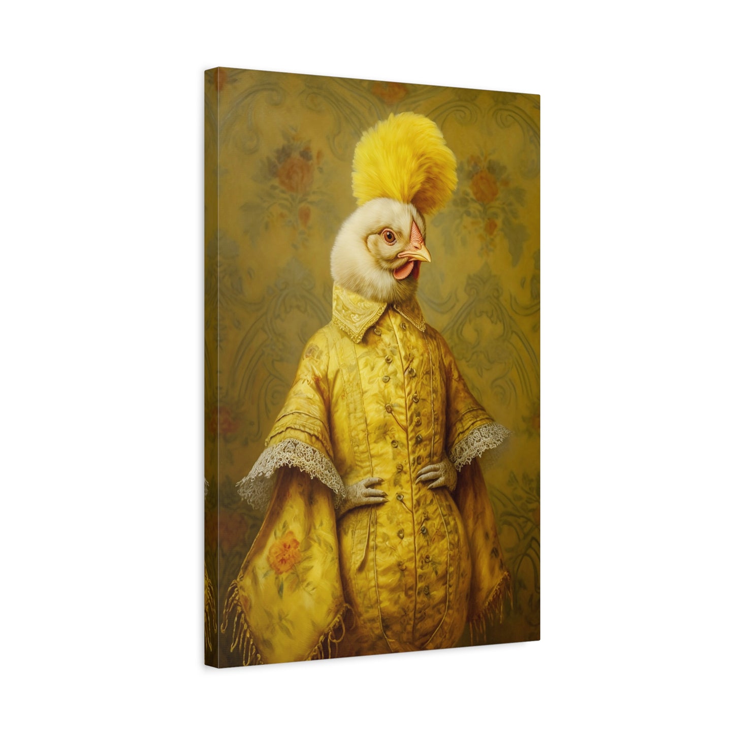 Renaissance Hen Gallery Wrapped Canvas | Victorian Chicken Portrait