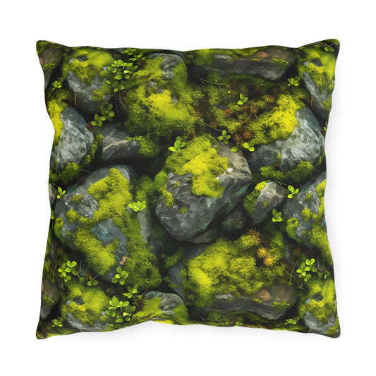 Outdoor Pillow | Moss Covered Rocks Throw Pillow from The Curated Goose