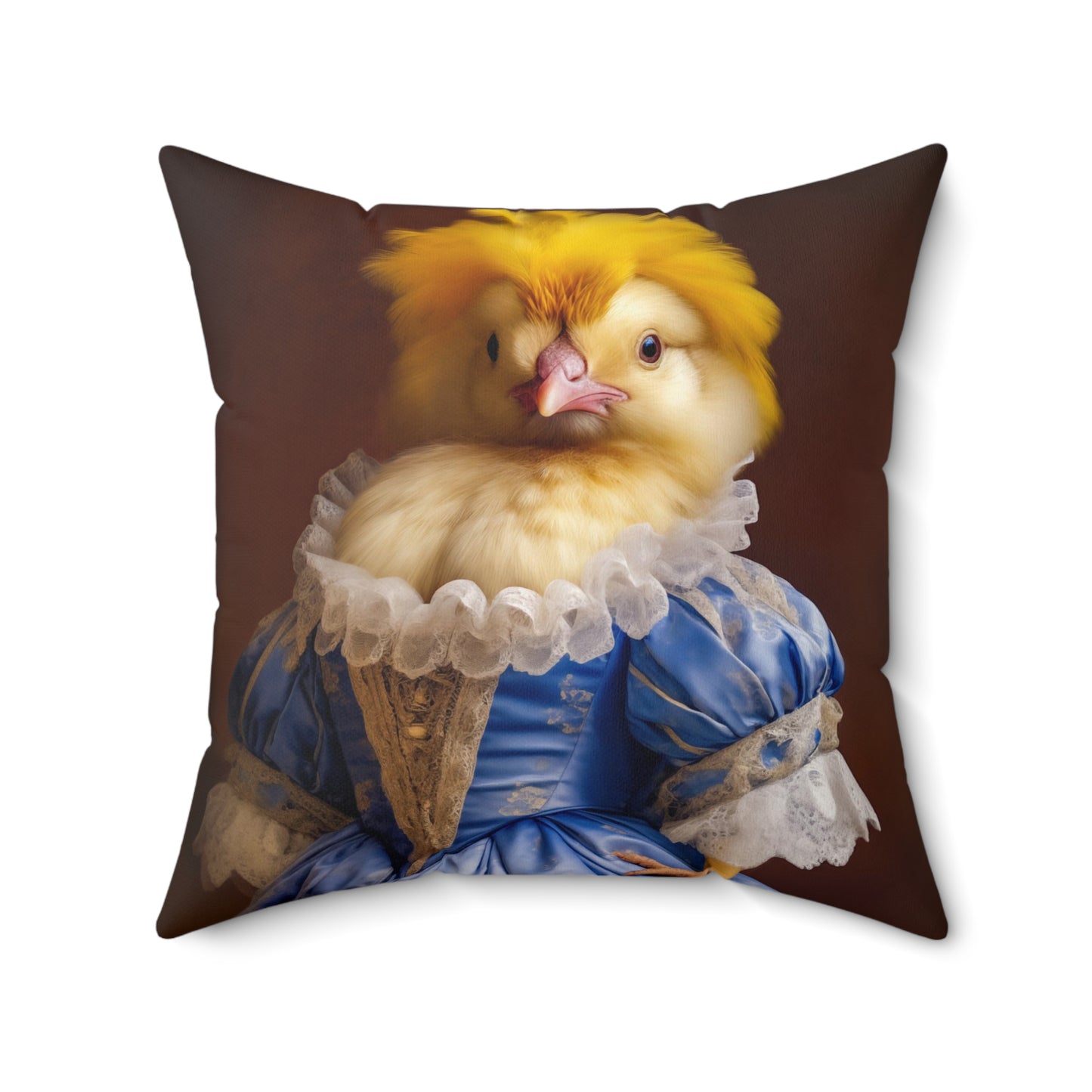 Square Pillow Funny Victorian Chick Portrait Faux Suede
