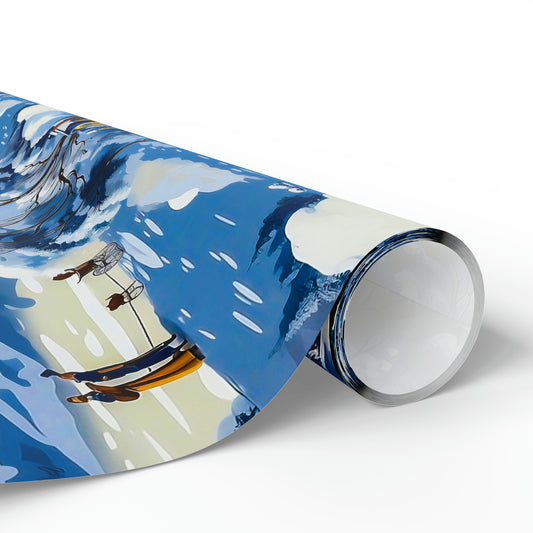 Blue Snow House Wrapping Paper from The Curated Goose