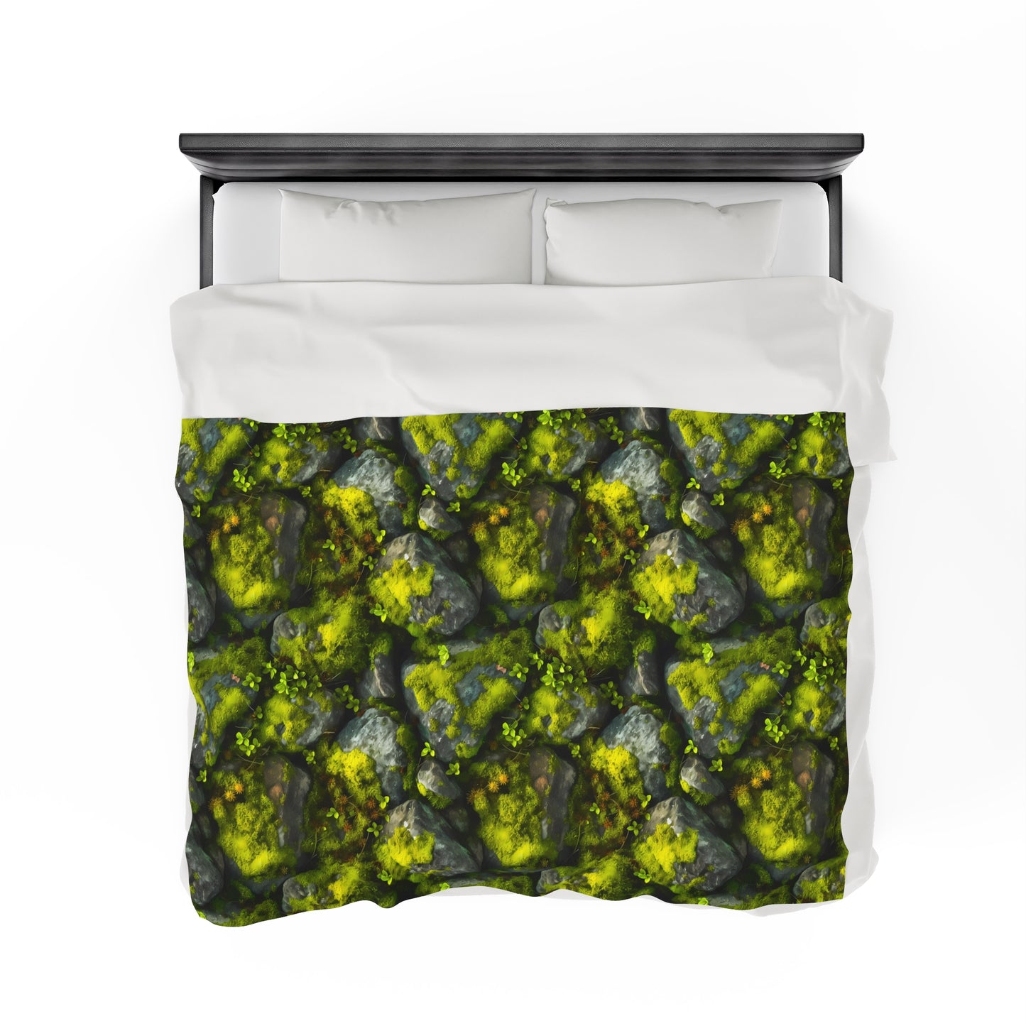 Velveteen Plush Blanket | Moss Covered Rocks | Nature Blanket from The Curated Goose