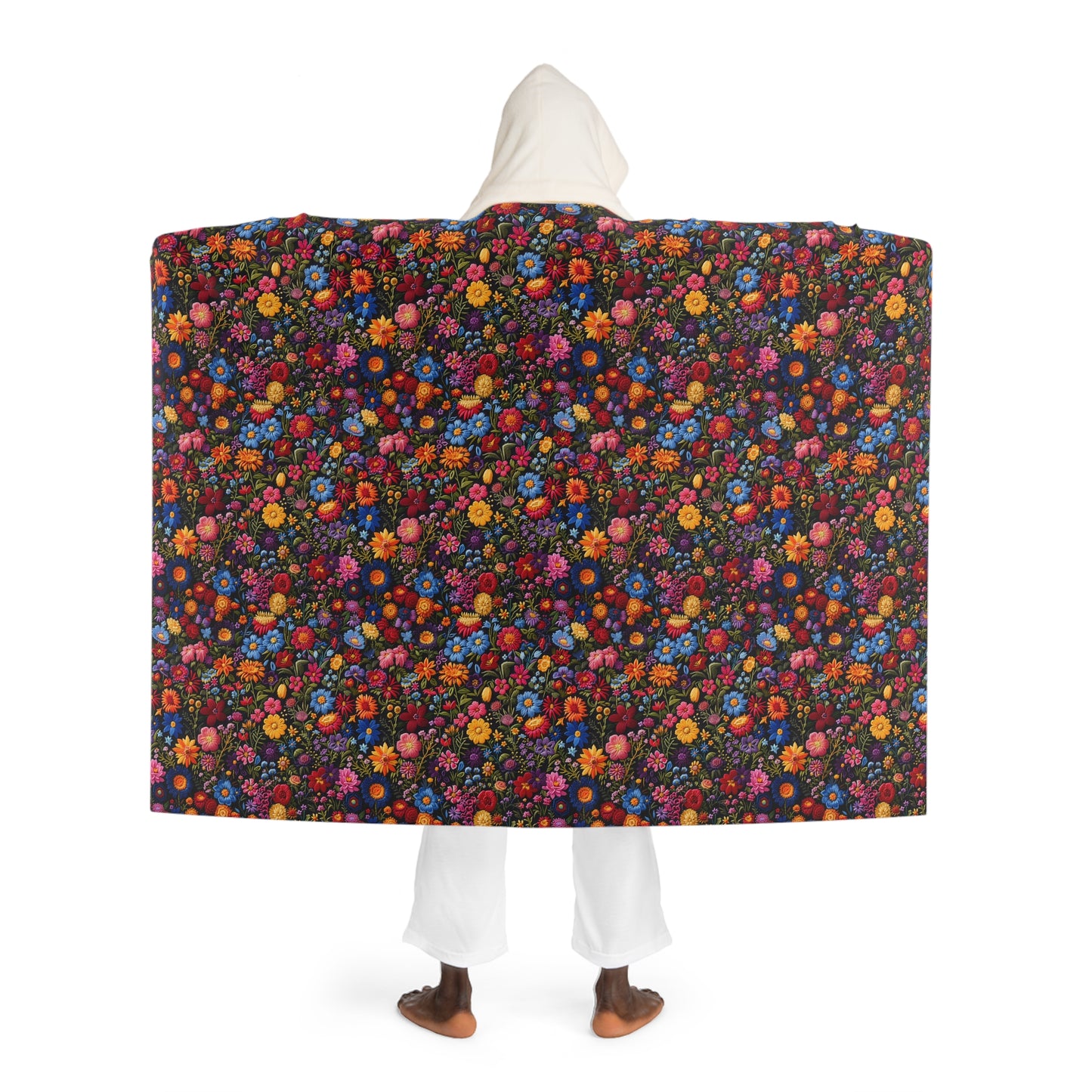 Hooded Sherpa Fleece Blanket| Dark & Moody Floral