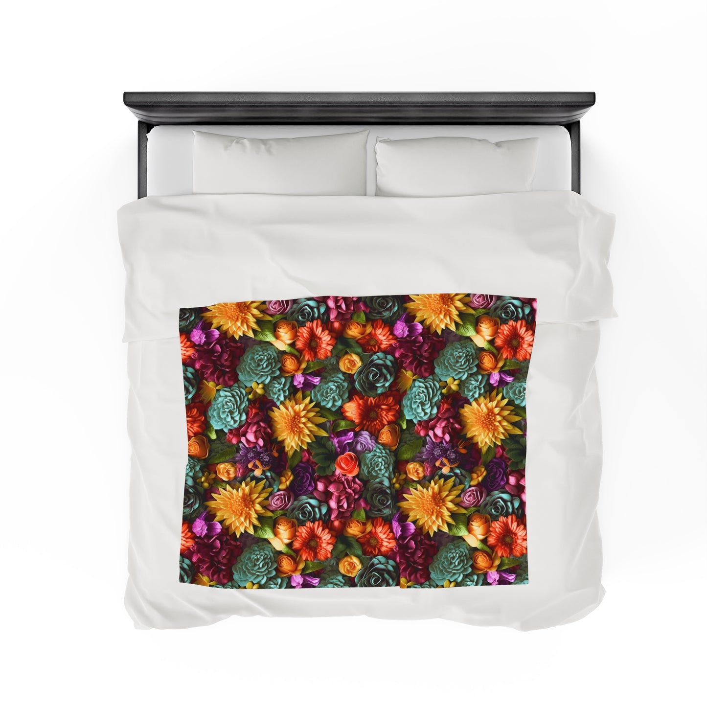 Velveteen Plush Blanket | Vintage Boho Floral Throw Blanket