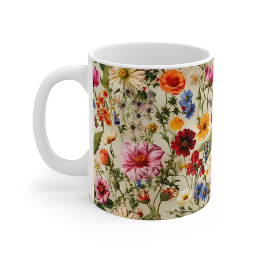 Coffee Mug | Vintage Floral Granny Chic Coffee Mug | Cottagecore Farmhouse Flowers Mug