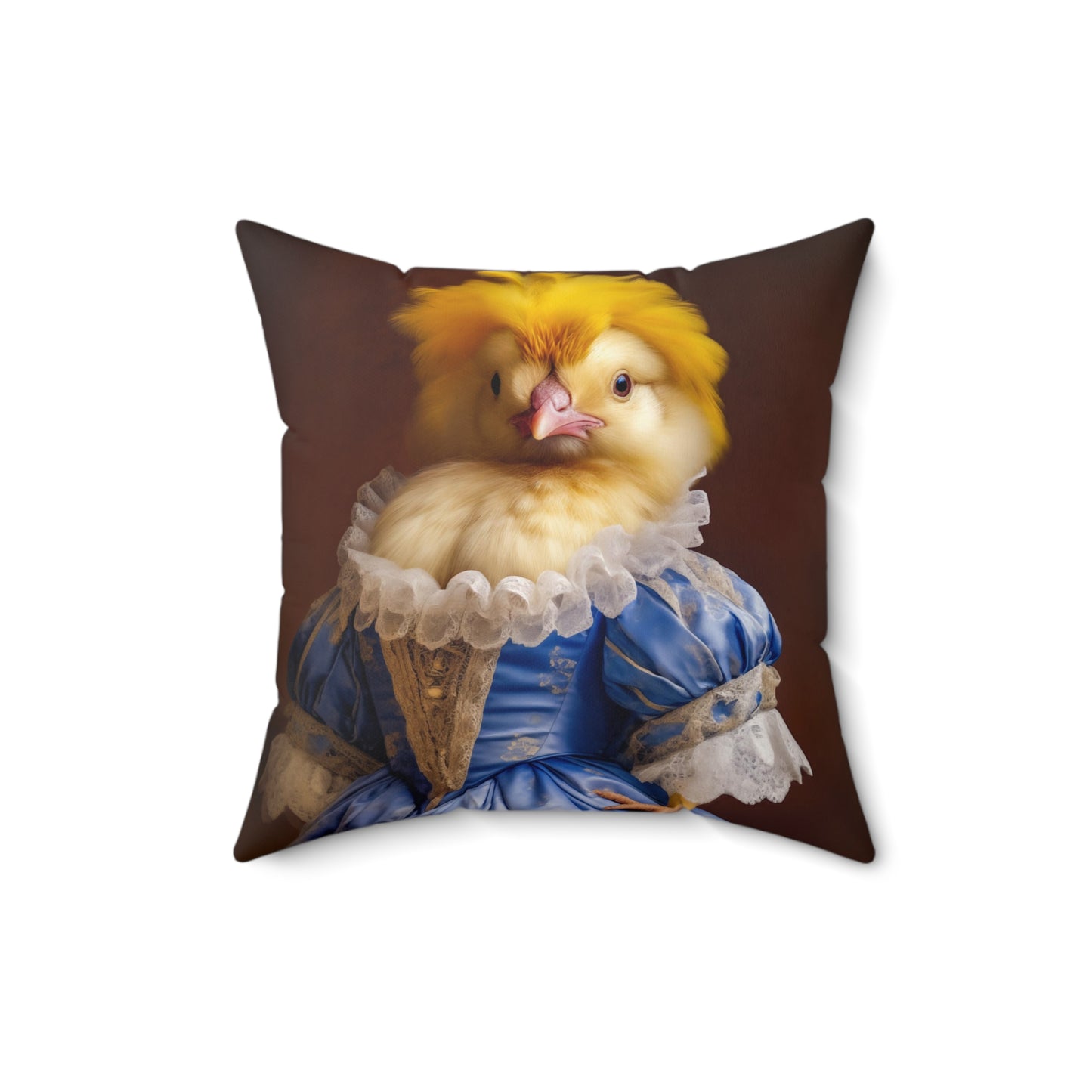 Square Pillow Funny Victorian Chick Portrait Faux Suede