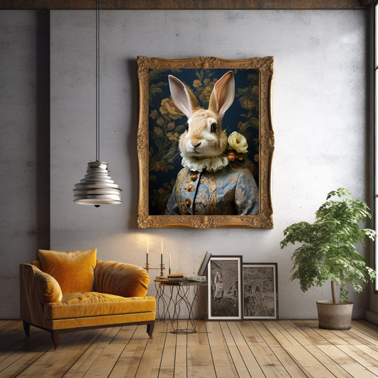 Victorian Bunny Portrait | Renaissance Animals Art Print | Rabbit with Ruffles from The Curated Goose
