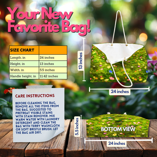 Spring Meadow Quality Deluxe Shopper Bag: Floral Print Tote