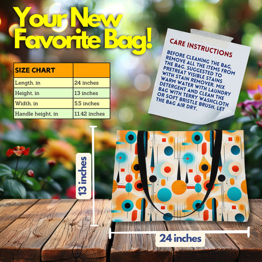 Mid-Century Modern Deluxe Shopper Bag: Retro Atomic Print