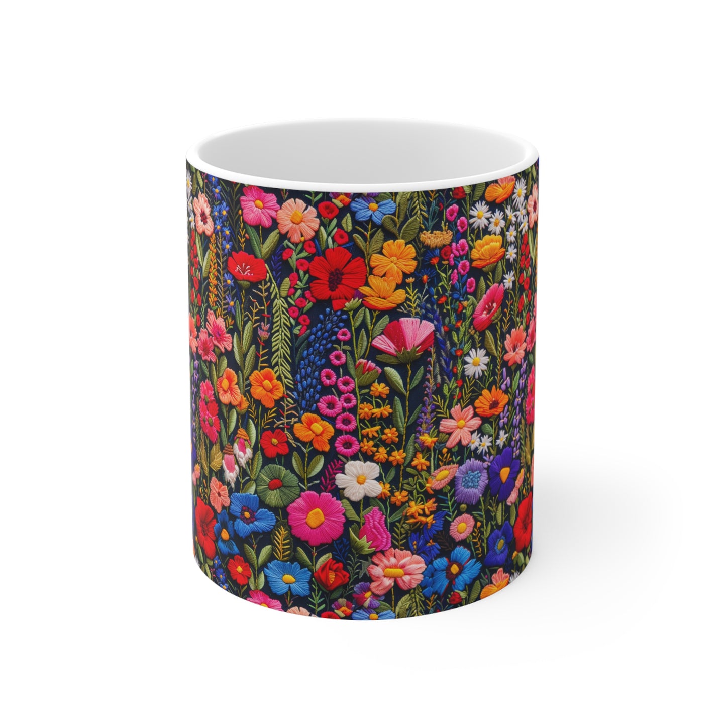 Embroidery Floral Coffee Mug | Vintage Farmhouse Flowers Mug from The Curated Goose